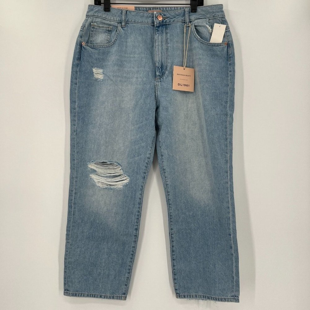 DL1961 Women's Jerry High Rise Vintage Straight Jeans Light Wash Ankle sz 32x26